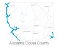 Map of Coosa county in Alabama Royalty Free Stock Photo
