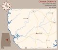 Map of Coosa County in Alabama Royalty Free Stock Photo