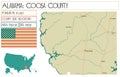 Map of Coosa county in Alabama, USA. Royalty Free Stock Photo