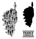 Vector People Mosaic Map of Corsica and Solid Map