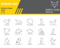 Map of country line icon set