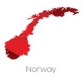 Map of the country of Norway