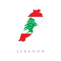 Map country wilh flag of Lebanon. Vector map-lebanon country on white background. Lebanese flag design for humanity, peace,