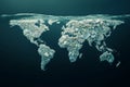 Map created from ocean plastic illustrates global pollution issue and environmental crisis impacting marine life and Royalty Free Stock Photo