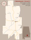 Map of Crenshaw County in Alabama Royalty Free Stock Photo