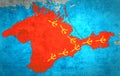 The map of Crimea with the Russian expansion Royalty Free Stock Photo