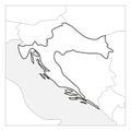 Map of Croatia black thick outline highlighted with neighbor countries Royalty Free Stock Photo