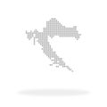 Map of Croatia made with grey dots and shadow