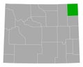 Map of Crook in Wyoming