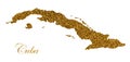 Map of Cuba. Silhouette with golden glitter texture Royalty Free Stock Photo