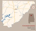 Map of Cullman County in Alabama Royalty Free Stock Photo