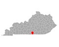 Map of Cumberland in Kentucky