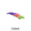 Map of Cuttack modern geometric illustration, map of India country vector design template Royalty Free Stock Photo