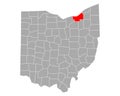 Map of Cuyahoga in Ohio
