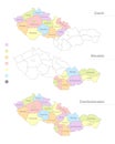 Map of Czechoslovakia divided to administrative divisions, Czech and Slovakia state