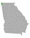 Map of Dade in Georgia