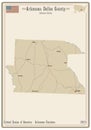 Map of Dallas County in Arkansas Royalty Free Stock Photo