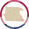 Map of Dallas County in Arkansas, USA. Royalty Free Stock Photo