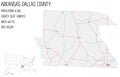 Map of Dallas County in Arkansas, USA. Royalty Free Stock Photo