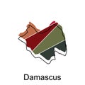 Map of Damascus vector illustration design template, on a white background. Map for infographic and geographic information
