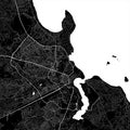 Map of Dar es Salaam city, Tanzania. Urban black and white poster. Road map with metropolitan city area view