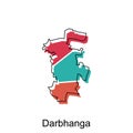 map of Darbhanga design template with outline graphic sketch style isolated on white background