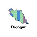 Map of Dasoguz Geometric modern vector design template, national borders and important cities illustration Royalty Free Stock Photo