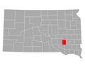 Map of Davison in South Dakota Royalty Free Stock Photo