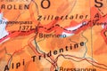 Map detail of Brennero and the Brenner Pass in the Alps.. Royalty Free Stock Photo