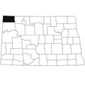 Map of devide County in North Dakota state on white background. single County map highlighted by black colour on North Dakota map Royalty Free Stock Photo