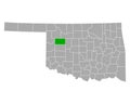 Map of Dewey in Oklahoma