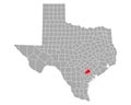 Map of DeWitt in Texas