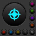 Map directions dark push buttons with color icons