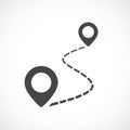 Map distance measuring vector icon