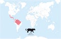 Map of the distribution and habitat of the jaguar