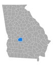 Map of Dooly in Georgia