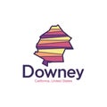 Map Of Downey California City Modern Geometric Logo Royalty Free Stock Photo