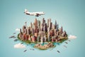 map city plane travel globe earth concept illustration europa global. Generative AI.