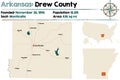 Map of Drew County, Arkansas Royalty Free Stock Photo