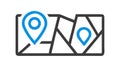 Map with Dual Pins Icon, Navigation and Location, vector design Generative AI Royalty Free Stock Photo