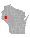 Map of Dunn in Wisconsin