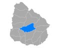 Map of Durazno in Uruguay Royalty Free Stock Photo