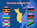 Map of the East African Community EAC Royalty Free Stock Photo