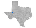 Map of Ector in Texas Royalty Free Stock Photo