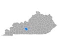 Map of Edmonson in Kentucky Royalty Free Stock Photo