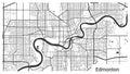 Map of Edmonton city, Alberta, Canada. Horizontal background map poster black and white, 1920 1080 proportions