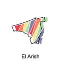 map of El Arish, flat vector with high details. Qatar administrative map with international border design template Royalty Free Stock Photo
