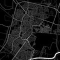 Map of El Mahalla El Kubra, Egypt. Black and white city map, metropolitan area border