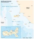 Map of Elba Island and the Tuscan Archipelago, Italy