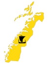 Map with Embedded Coat of Arms of Nordland